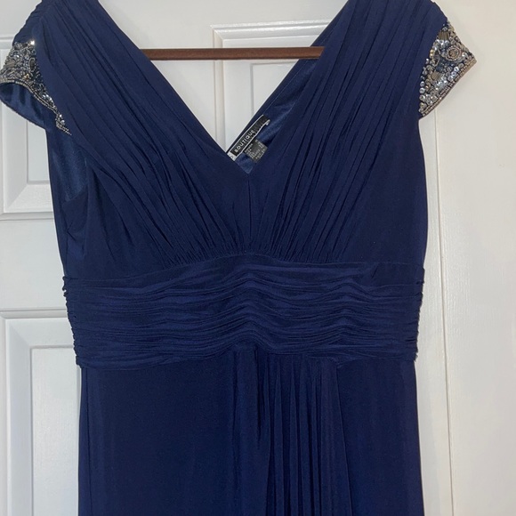 JS Boutique V-Neck Embellished Pleated Surplice Long dress - Picture 6 of 9